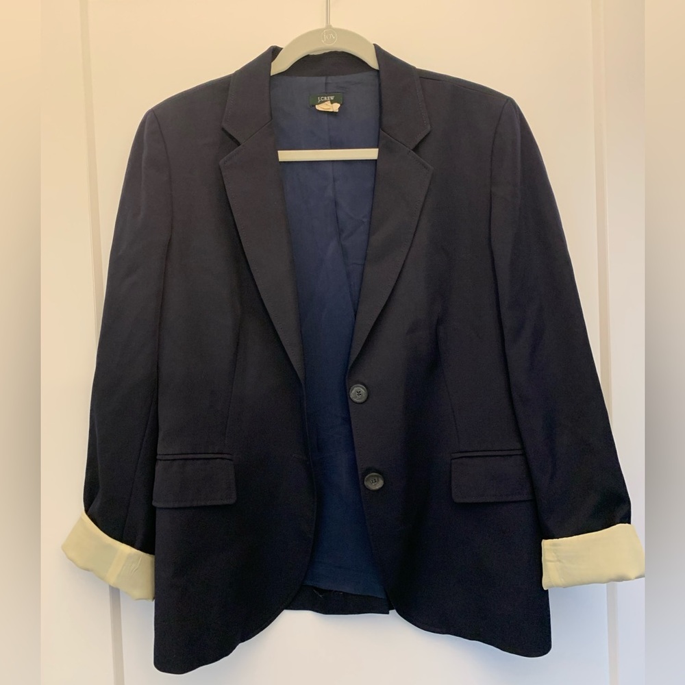 J. Crew Wool Schoolboy Blazer in Navy